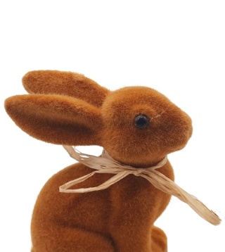 FLOKOWANY BRĄZOWY ZAJĄCZEK FIGURKA NA WIELKANOC 16cm
