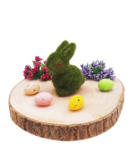 FLOKOWANY ZAJĄCZEK FIGURKA NA WIELKANOC 11cm