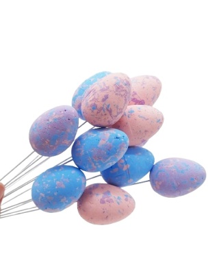 OZDOBA WIELKANOCNA PASTELOWE PISANKI NA PIKU 12szt.