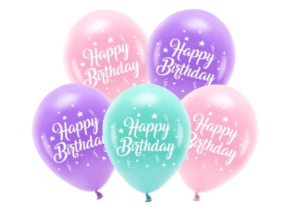 BALONY URODZINOWE RÓŻOWE HAPPY BIRTHDAY 26cm 5sztuk