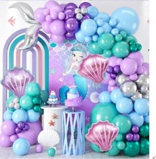 GIRLANDA BALONOWA SYRENKA DUŻY ZESTAW 121el. DEKORACJE IMPREZOWE