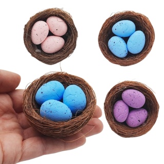 GNIAZDKA Z JAJECZKAMI 3szt. KOLOROWE DEKORACJE NA WIELKANOC