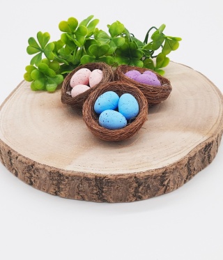 GNIAZDKA Z JAJECZKAMI 3szt. KOLOROWE DEKORACJE NA WIELKANOC