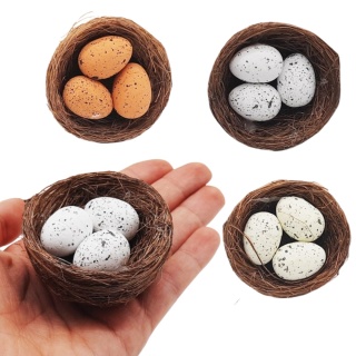 GNIAZDKA Z JAJECZKAMI 3szt. PSTROKATE DEKORACJE NA WIELKANOC