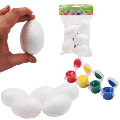 STYROPIANOWE JAJKA DO MALOWANIA 5szt + FARBKI