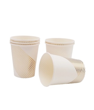 BIAŁE KUBKI PAPIEROWE ZE ZŁOTYM 6szt. KUBECZKI JEDNORAZOWE