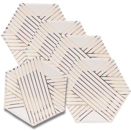 TALERZYKI PAPIEROWE HEKSA BIAŁE 6szt. URODZINY WIECZÓR PANIEŃSKI