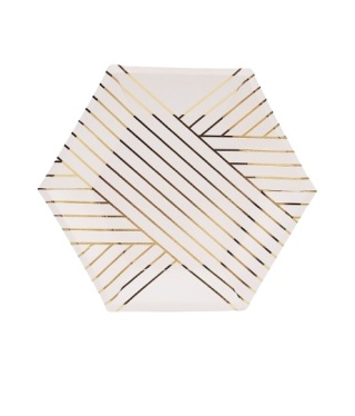 TALERZYKI PAPIEROWE HEKSA BIAŁE 6szt. URODZINY WIECZÓR PANIEŃSKI