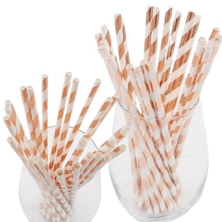 BIAŁO-RÓŻOWE SŁOMKI PAPIEROWE 25szt. SŁOMKI JEDNORAZOWE GOLDEN ROSE