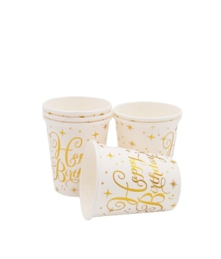 KUBKI PAPIEROWE ZE ZŁOTYM WZOREM 6szt. KUBECZKI JEDNORAZOWE