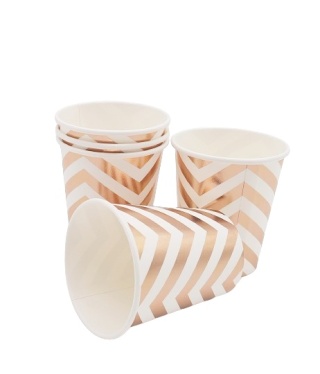 ROSE GOLD KUBKI PAPIEROWE ZE WZOREM 6szt. KUBECZKI JEDNORAZOWE