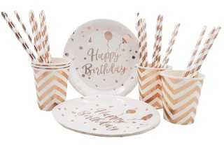 ROSE GOLD KUBKI PAPIEROWE ZE WZOREM 6szt. KUBECZKI JEDNORAZOWE