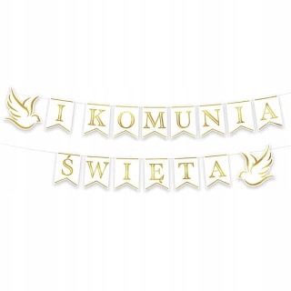 GIRLANDA KOMUNIJNA BANER Z NAPISEM I KOMUNIA ŚWIĘTA