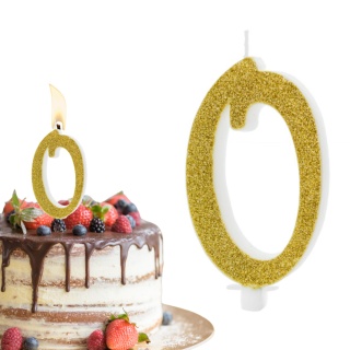 ŚWIECZKA URODZINOWA ZŁOTA CYFRA 0