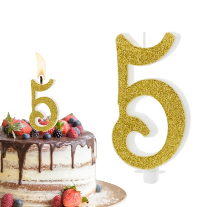 ŚWIECZKA URODZINOWA ZŁOTA CYFRA 5
