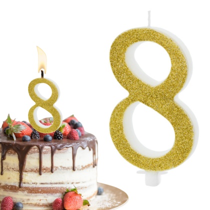 ŚWIECZKA URODZINOWA ZŁOTA CYFRA 8