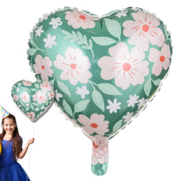 BALON FOLIOWY SERCE W KWIATY 45cm DZIEŃ MAMY URODZINY