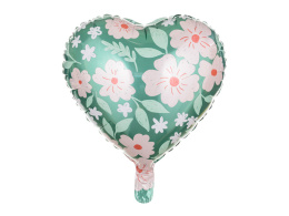 BALON FOLIOWY SERCE W KWIATY 45cm DZIEŃ MAMY URODZINY