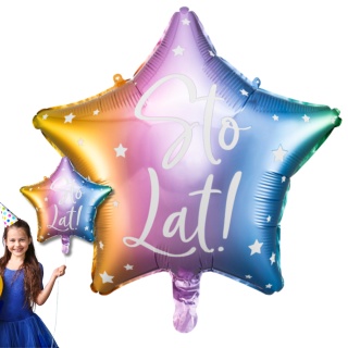 BALON FOLIOWY STO LAT KOLOROWA GWIAZDA 40cm URODZINY