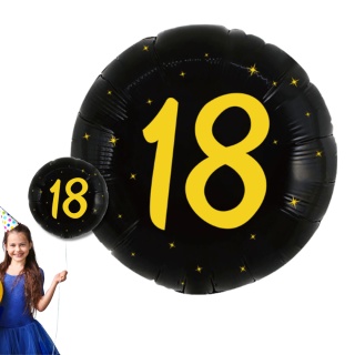 BALON FOLIOWY URODZINOWY CYFRA 18 OKRĄGŁY 45cm NA HEL LUB POWIETRZE