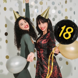 BALON FOLIOWY URODZINOWY CYFRA 18 OKRĄGŁY 45cm NA HEL LUB POWIETRZE