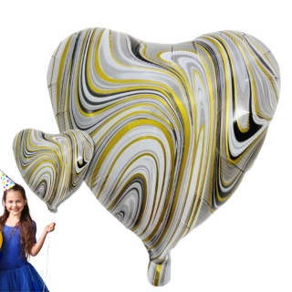 BALON FOLIOWY SERCE AGAT MARMUREK SZARY/ZŁOTY 45cm