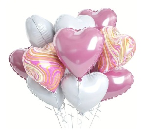 RÓŻOWY ZESTAW BALONÓW AGAT MARMUREK 7sztuk BALONY FOLIOWE I LATEKSOWE