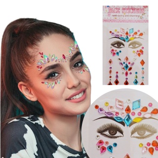 03 NAKLEJKI DO TWARZY KOLOROWE KRYSZTAŁKI 3D SAMOPRZYLEPNE