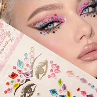 03 NAKLEJKI DO TWARZY KOLOROWE KRYSZTAŁKI 3D SAMOPRZYLEPNE