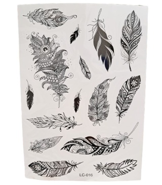 TATUAŻE ZMYWALNE CZARNO-BIAŁE BOHO PIÓRKA