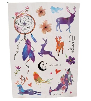 TATUAŻE ZMYWALNE KOLOROWE BOHO KWIATY ŁAPACZ SNÓW