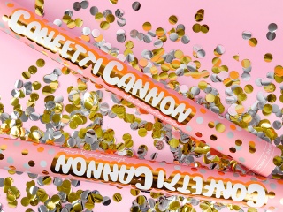 TUBA ZE SREBRNYM I ZŁOTYM KONFETTI KÓŁKA 40cm