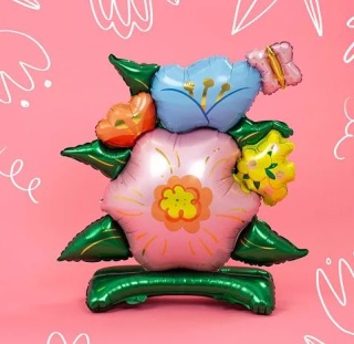 BALON FOLIOWY STOJĄCY KOLOROWE KWIATY DZIEŃ MAMY 100x116cm