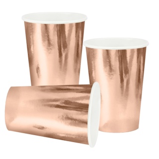 KUBKI PAPIEROWE RÓŻOWE ZŁOTO 6szt. KUBECZKI JEDNORAZOWE