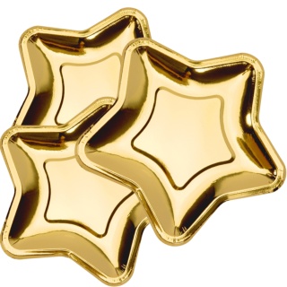 TALERZYKI PAPIEROWE ZŁOTE GWIAZDKI 6szt. TALERZYKI URODZINOWE 18cm