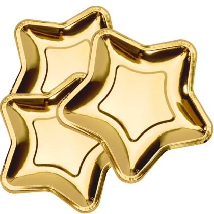 TALERZYKI PAPIEROWE ZŁOTE GWIAZDKI 6szt. TALERZYKI URODZINOWE 18cm