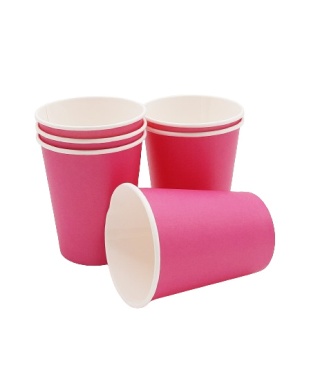 RÓŻOWE KUBKI PAPIEROWE 6szt. KUBECZKI JEDNORAZOWE FUKSJA