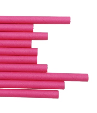 RÓŻOWE SŁOMKI PAPIEROWE 10szt. SŁOMKI JEDNORAZOWE FUKSJA