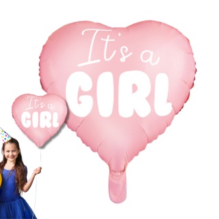 BALON FOLIOWY BABY SHOWER RÓŻOWE SERCE 35cm TO DZIEWCZYNKA
