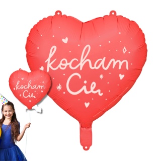 BALON FOLIOWY CZERWONE SERCE Z NAPISEM KOCHAM CIĘ 35cm ZARĘCZYNY WALENTYNKI