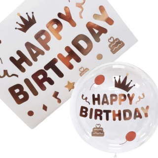 NAKLEJKA NA BALON HAPPY BIRTHDAY ZŁOTA