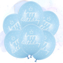 BALONY URODZINOWE HAPPY BIRTHDAY BŁĘKITNE 30cm 6sztuk BABY BLUE