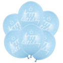 BALONY URODZINOWE HAPPY BIRTHDAY BŁĘKITNE 30cm 6sztuk BABY BLUE