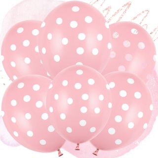 BALONY W KROPKI PASTELOWY RÓŻ 30cm 6sztuk