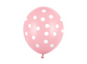 BALONY W KROPKI PASTELOWY RÓŻ 30cm 6sztuk