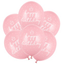 BALONY URODZINOWE HAPPY BIRTHDAY JASNY RÓŻ 30cm 6sztuk