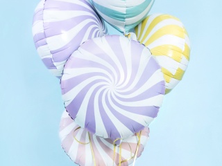 BALON FOLIOWY CUKIEREK FIOLETOWY PASTELOWY 45cm OKRĄGŁY
