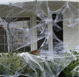 SZTUCZNA PAJĘCZYNA Z PAJĄKAMI NA HALLOWEEN ROZCIĄGLIWA BIAŁA