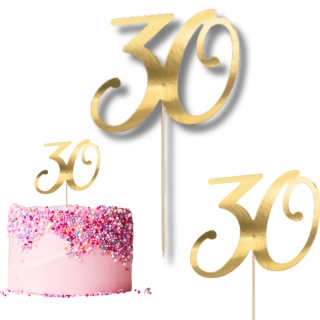 TOPPER NA TORT LICZBA 30 ZŁOTY 20,5cm DEKORACJA TORTU