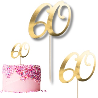 TOPPER NA TORT LICZBA 60 ZŁOTY 20,5cm DEKORACJA TORTU